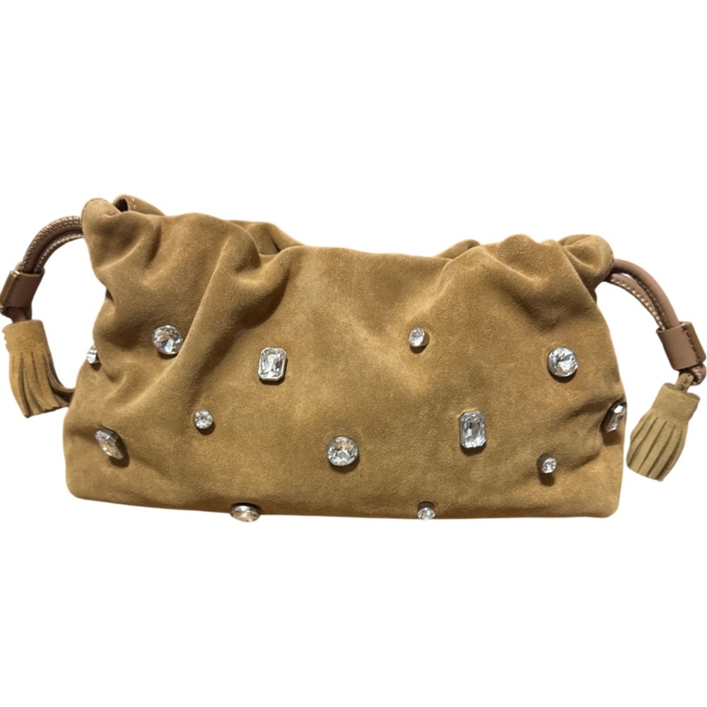 VERONICA BEARD Small Crystal-Studded Suede Clutch Bag - Picture 3 of 10